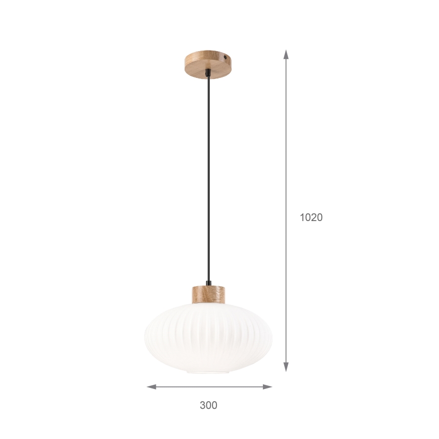 Kattokruunu johdossa HARMONY 1xE27/15W/230V halkaisija 30 cm valkoinen/tammi