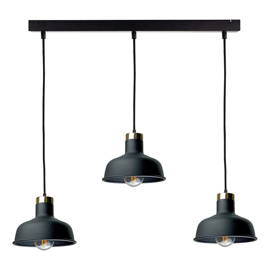 Kattokruunu johdossa HEBE 3xE27/60W/230V musta
