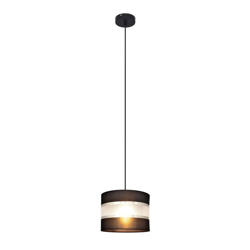 Kattokruunu johdossa HELEN 1xE27/15W/230V halkaisija 20 cm musta/hopea
