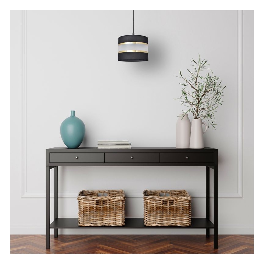 Kattokruunu johdossa HELEN 1xE27/15W/230V halkaisija 20 cm musta/kultainen