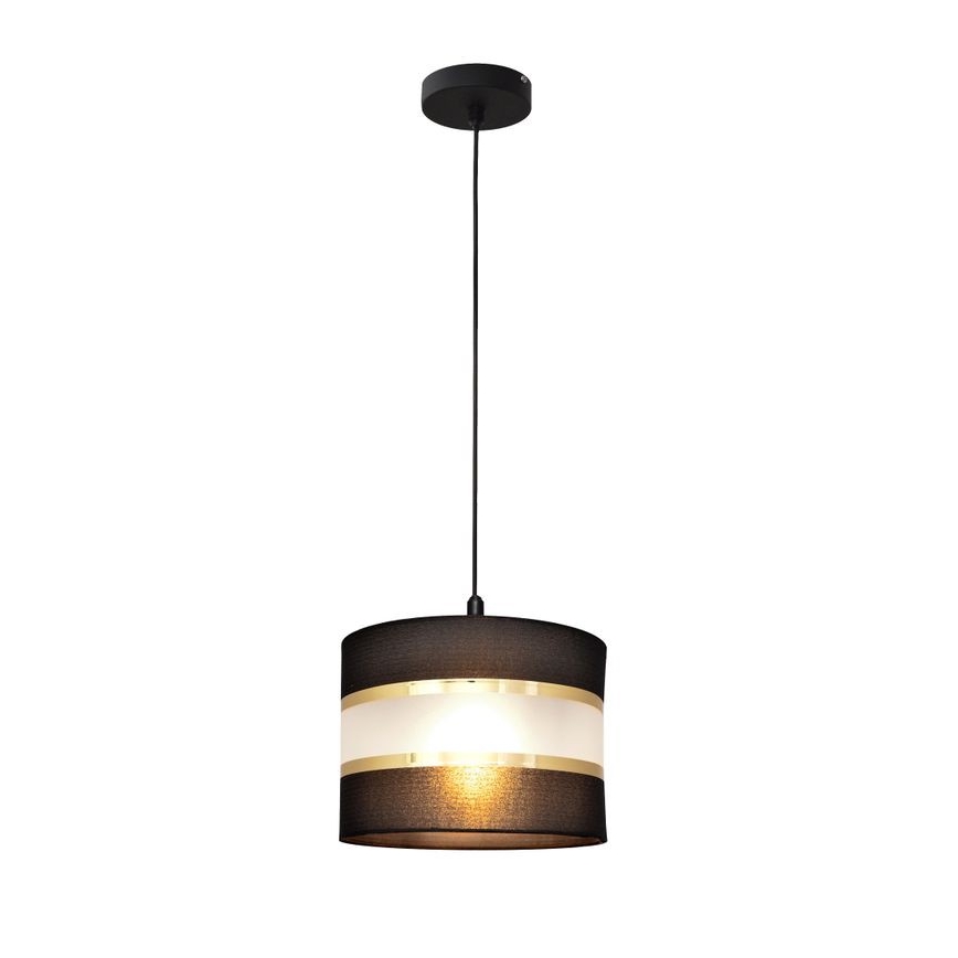 Kattokruunu johdossa HELEN 1xE27/15W/230V halkaisija 20 cm musta/kultainen