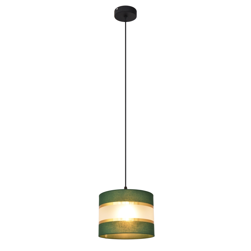 Kattokruunu johdossa HELEN 1xE27/15W/230V halkaisija 20 cm vihreä/kulta