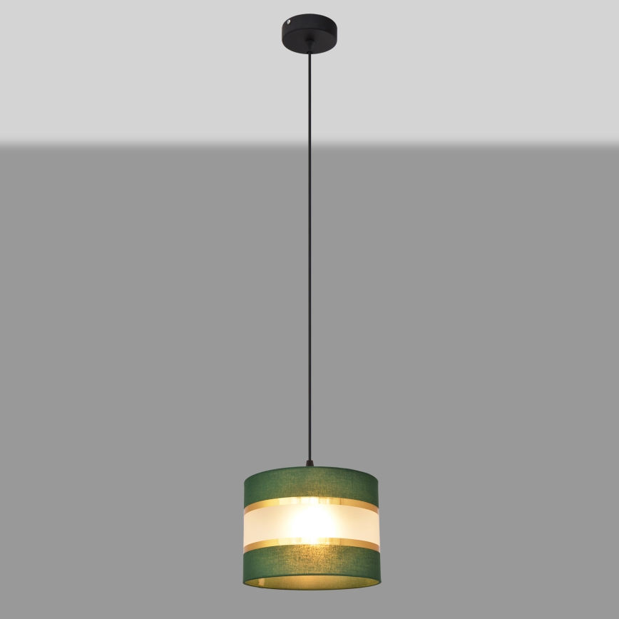 Kattokruunu johdossa HELEN 1xE27/15W/230V halkaisija 20 cm vihreä/kulta