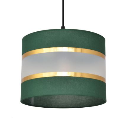 Kattokruunu johdossa HELEN 1xE27/15W/230V halkaisija 20 cm vihreä/kulta