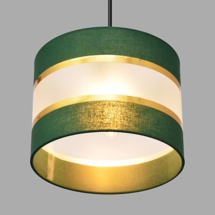 Kattokruunu johdossa HELEN 1xE27/15W/230V halkaisija 20 cm vihreä/kulta