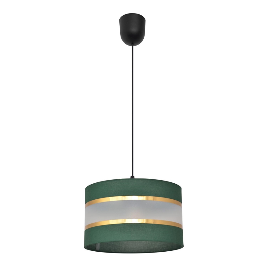 Kattokruunu johdossa HELEN 1xE27/15W/230V halkaisija 25 cm vihreä/kulta