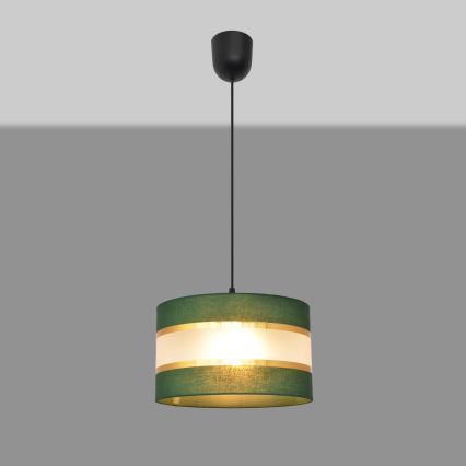 Kattokruunu johdossa HELEN 1xE27/15W/230V halkaisija 25 cm vihreä/kulta