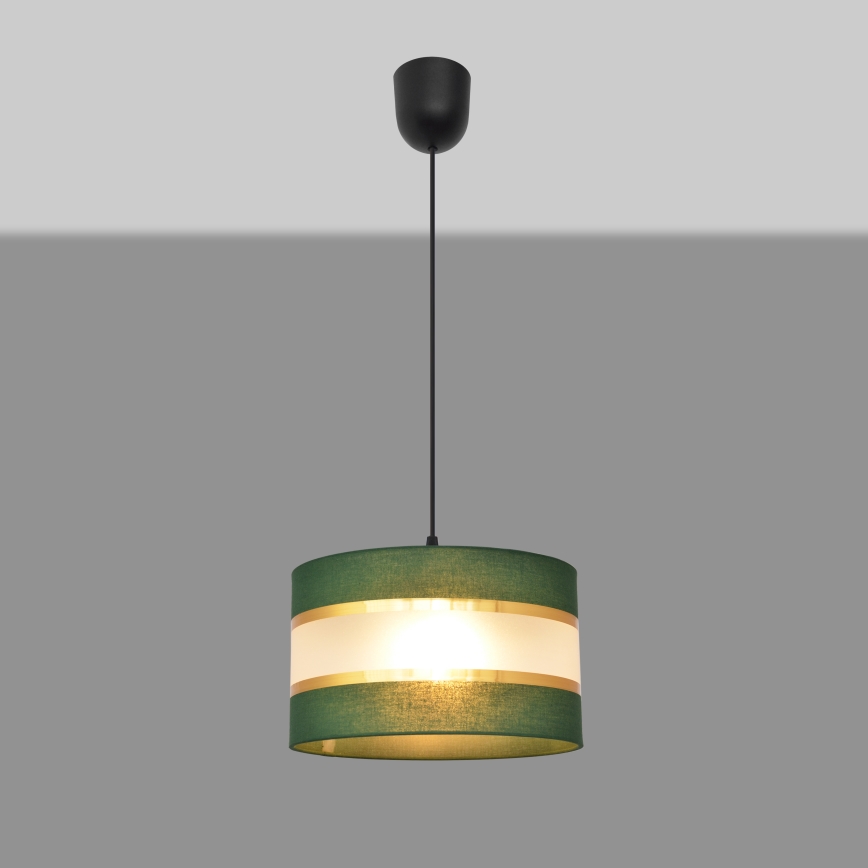Kattokruunu johdossa HELEN 1xE27/15W/230V halkaisija 25 cm vihreä/kulta