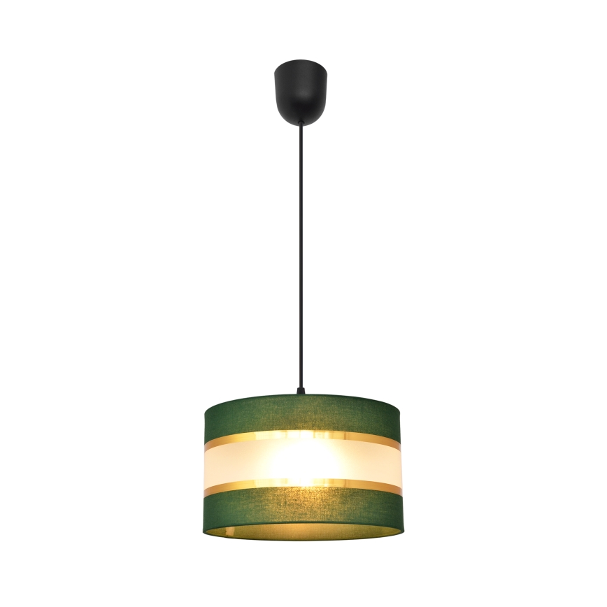 Kattokruunu johdossa HELEN 1xE27/15W/230V halkaisija 25 cm vihreä/kulta