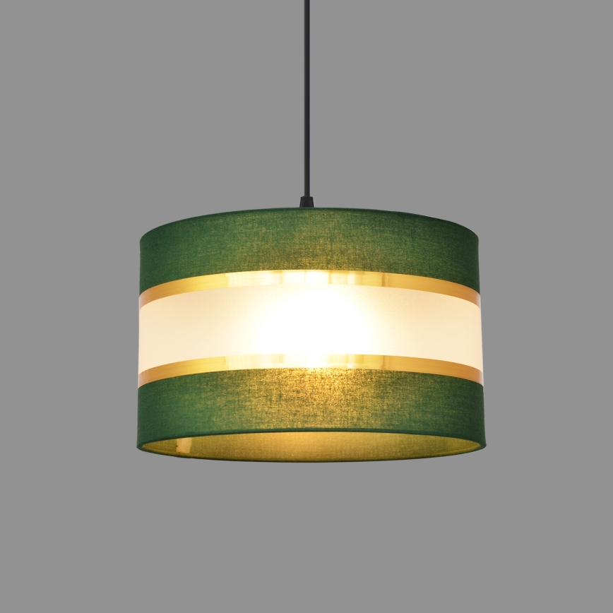 Kattokruunu johdossa HELEN 1xE27/15W/230V halkaisija 25 cm vihreä/kulta
