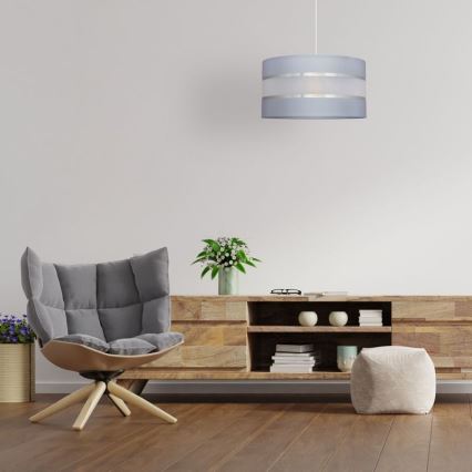 Kattokruunu johdossa HELEN 1xE27/15W/230V halkaisija 35 cm harmaa/hopea