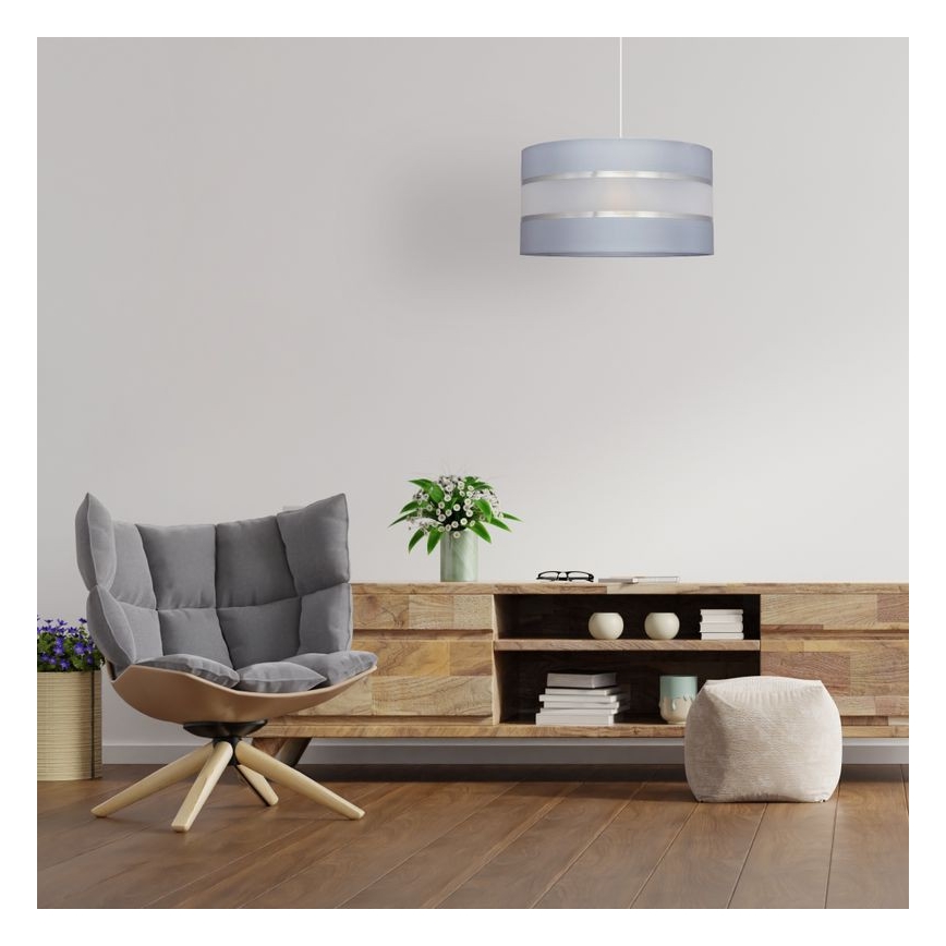 Kattokruunu johdossa HELEN 1xE27/15W/230V halkaisija 35 cm harmaa/hopea