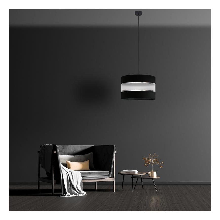 Kattokruunu johdossa HELEN 1xE27/15W/230V halkaisija 35 cm musta/hopea