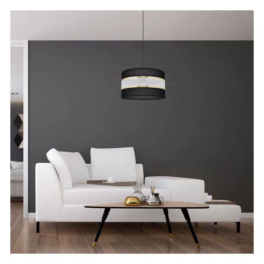 Kattokruunu johdossa HELEN 1xE27/15W/230V halkaisija 35 cm musta/kultainen