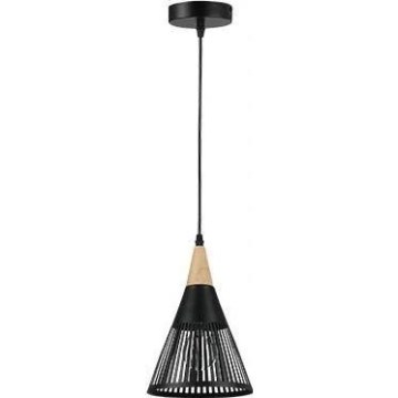 Kattokruunu johdossa HIRA 1xE27/60W/230V halkaisija 18 cm musta
