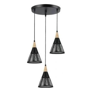 Kattokruunu johdossa HIRA 3xE27/60W/230V halkaisija 40 cm musta