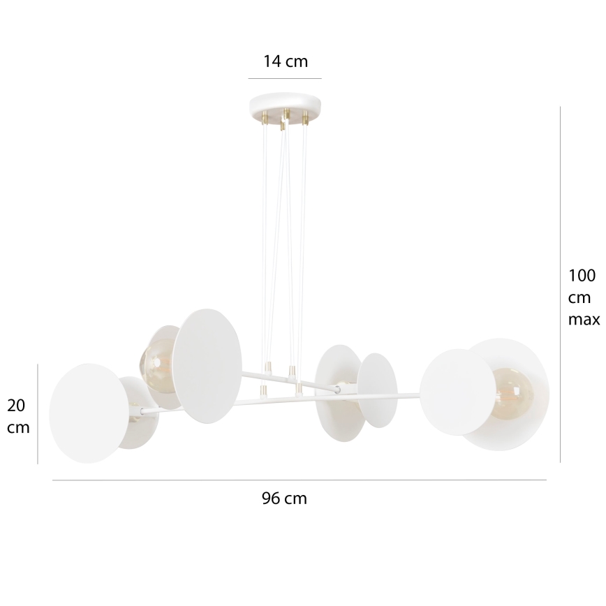 Kattokruunu johdossa IDEA 4xE27/15W/230V valkoinen