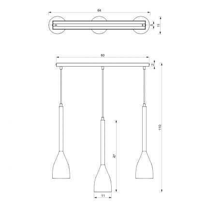 Kattokruunu johdossa ISTAPPAR 3xE27/60W/230V musta