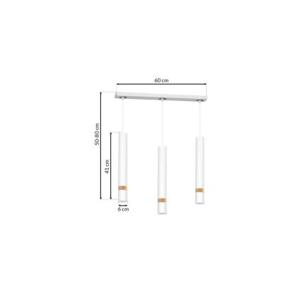 Kattokruunu johdossa JOKER WHITE WOOD 3xGU10/8W/230V
