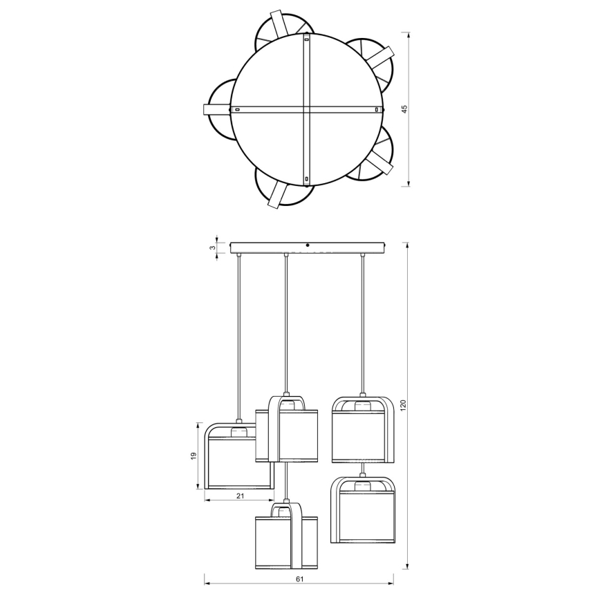 Kattokruunu johdossa JONKO 5xE27/60W/230V