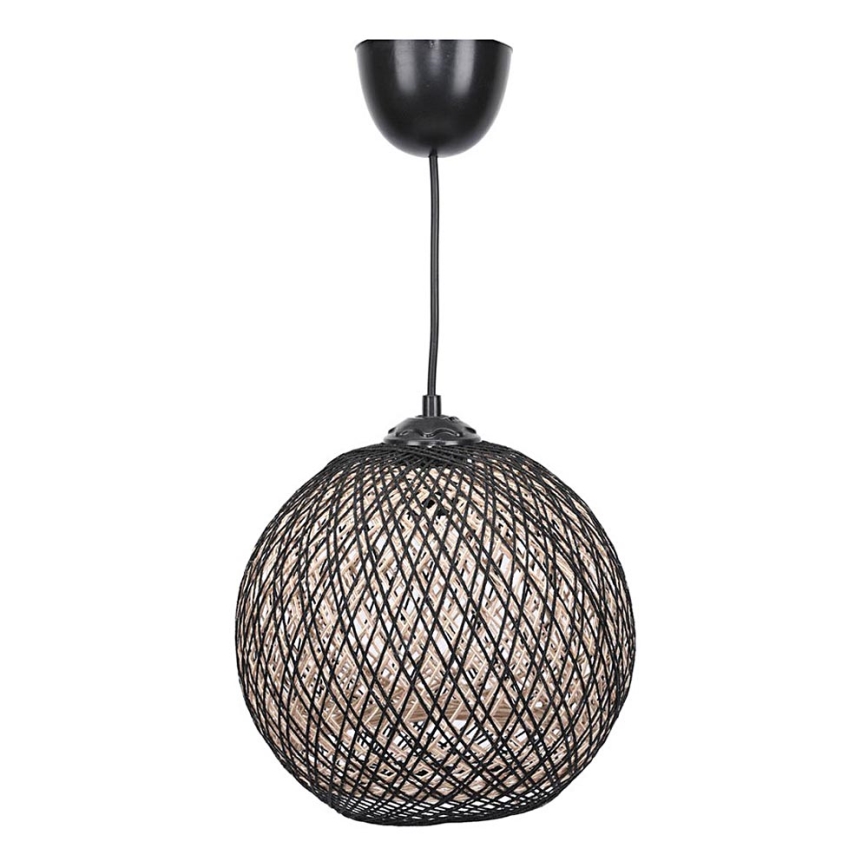 Kattokruunu johdossa JUTE 1xE27/60W/230V musta