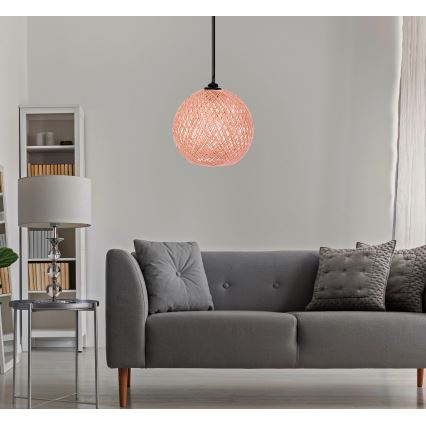 Kattokruunu johdossa JUTE 1xE27/60W/230V pinkki