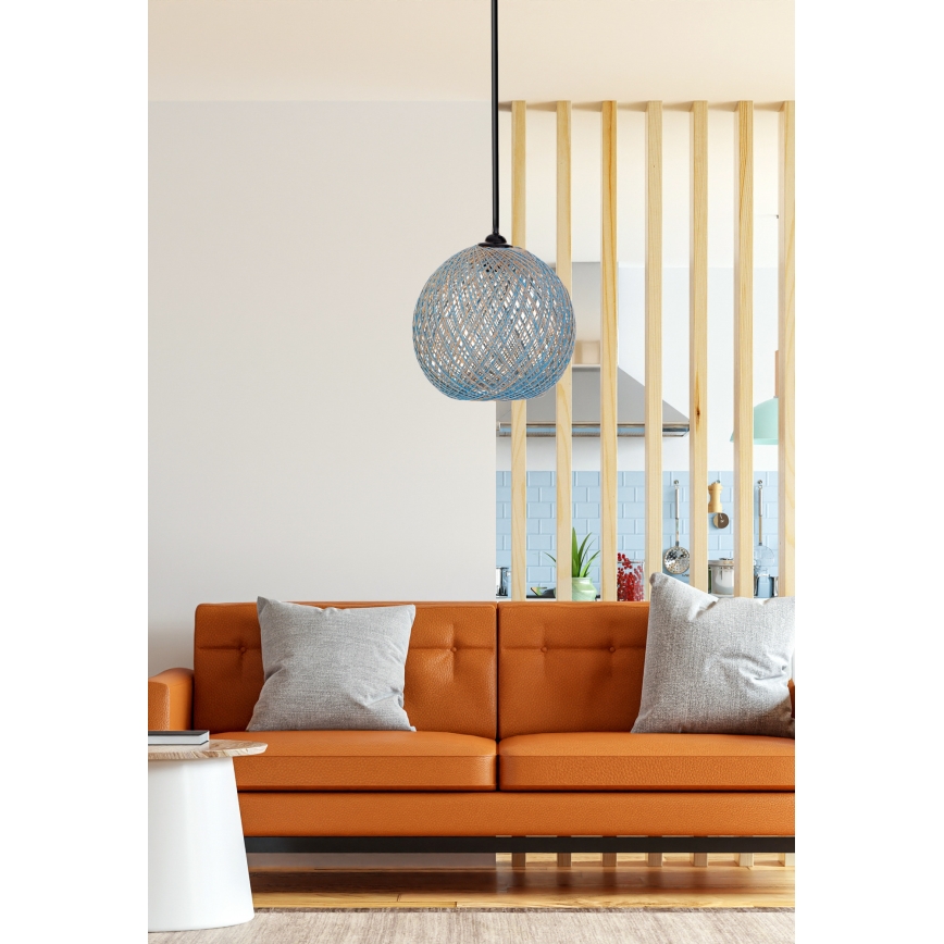 Kattokruunu johdossa JUTE 1xE27/60W/230V sininen