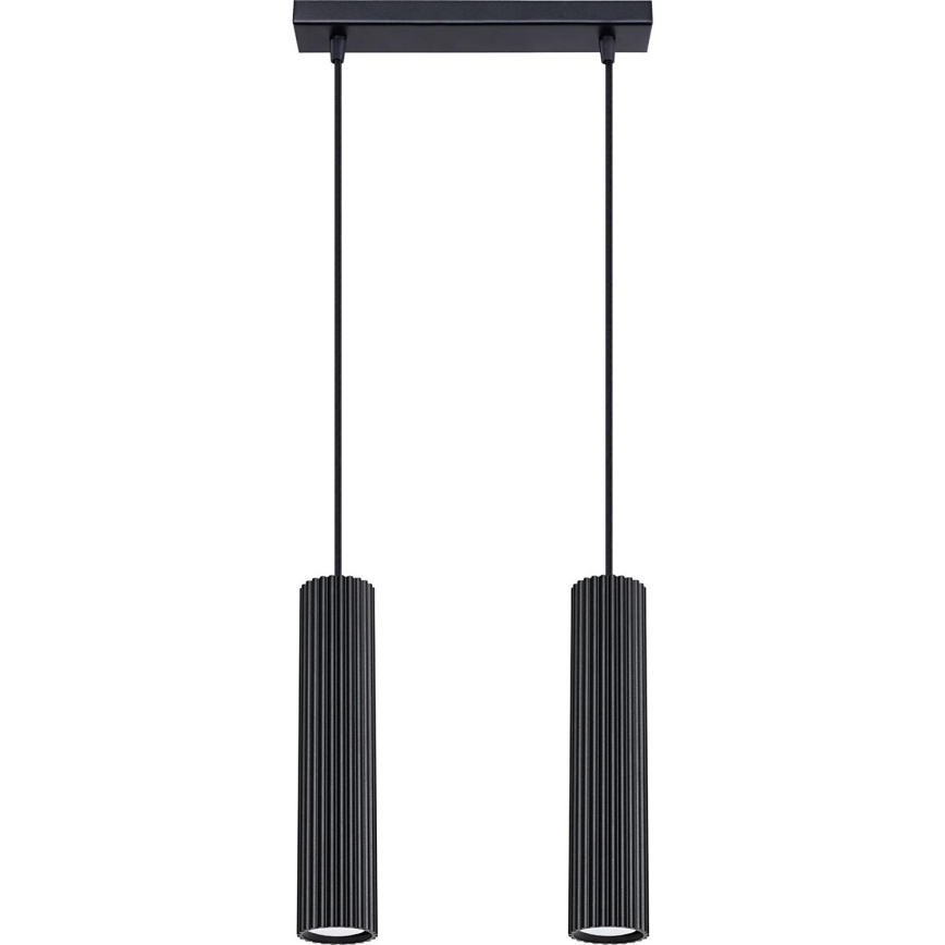 Kattokruunu johdossa KARBON 2xGU10/10W/230V musta