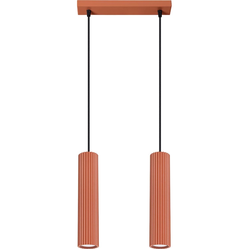 Kattokruunu johdossa KARBON 2xGU10/10W/230V punainen