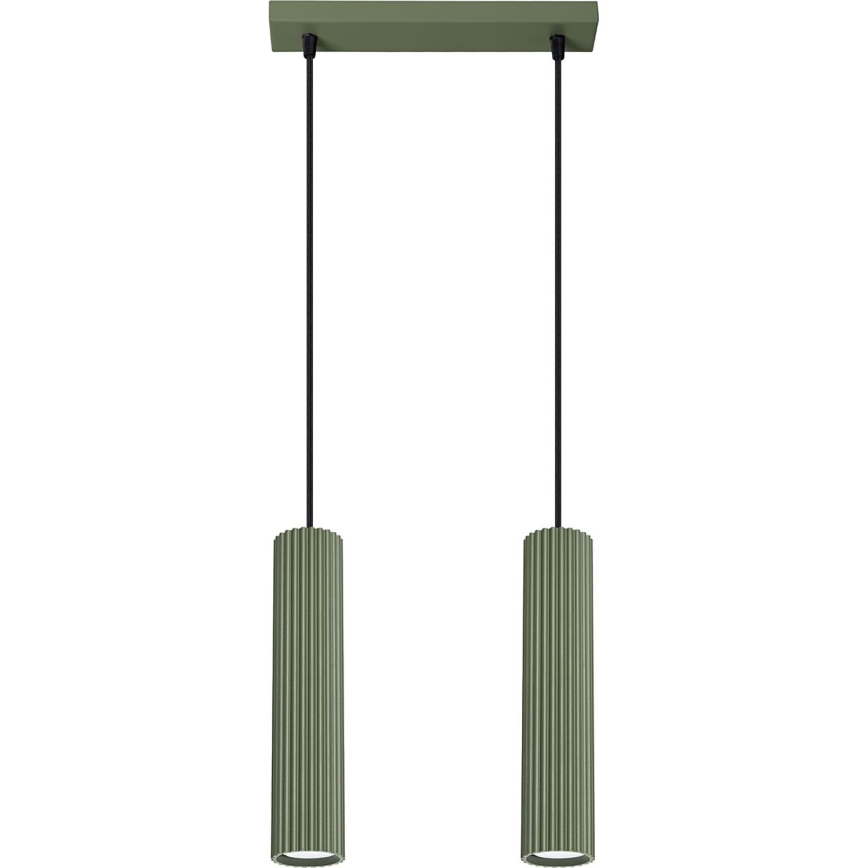 Kattokruunu johdossa KARBON 2xGU10/10W/230V vihreä