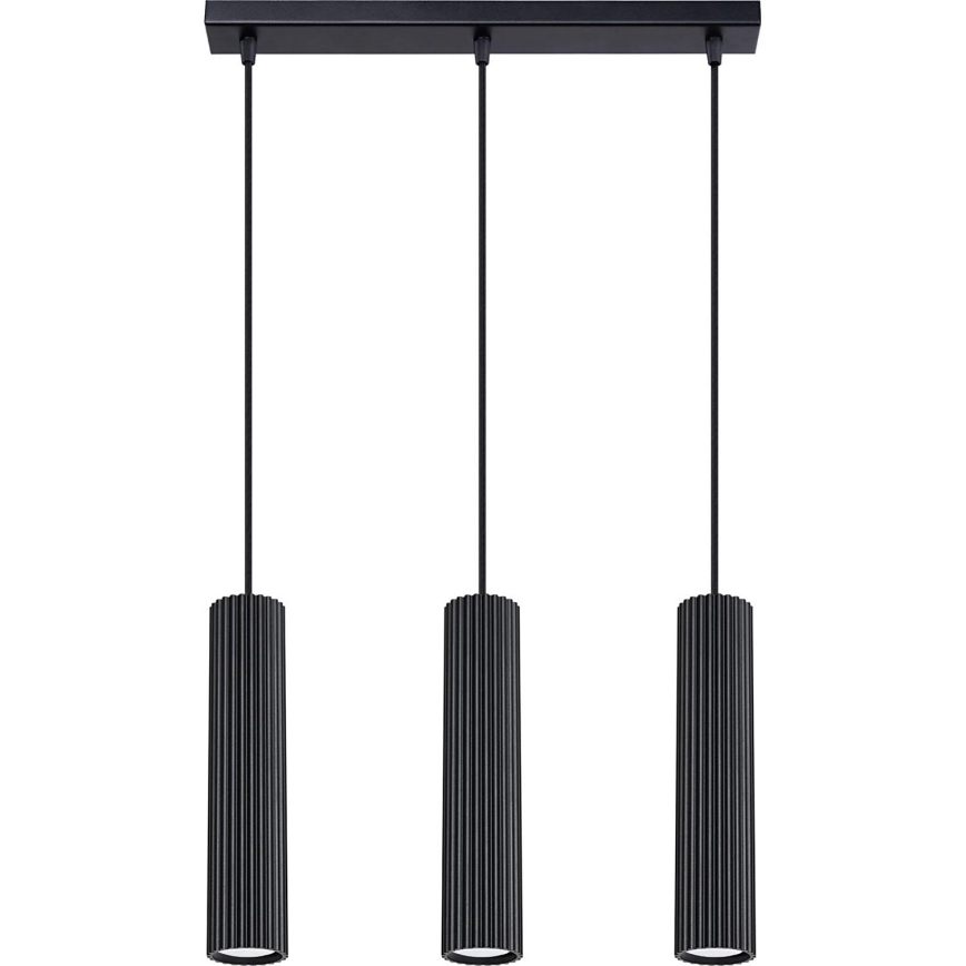 Kattokruunu johdossa KARBON 3xGU10/10W/230V musta