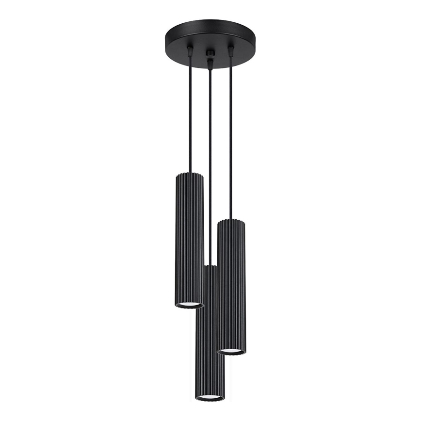 Kattokruunu johdossa KARBON 3xGU10/10W/230V musta