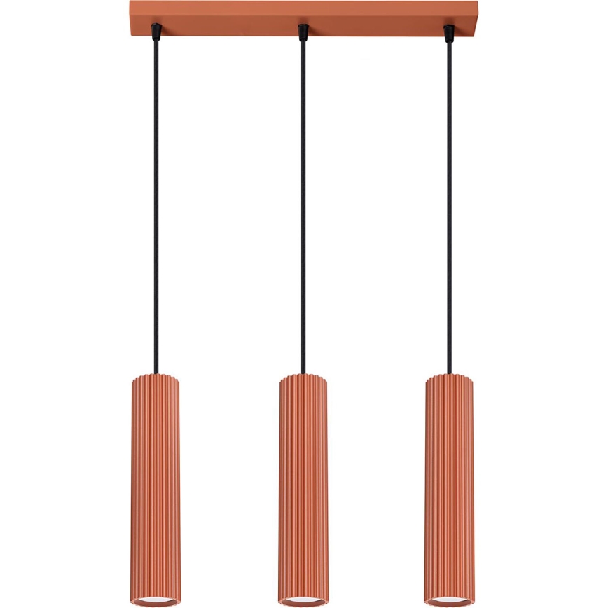Kattokruunu johdossa KARBON 3xGU10/10W/230V punainen