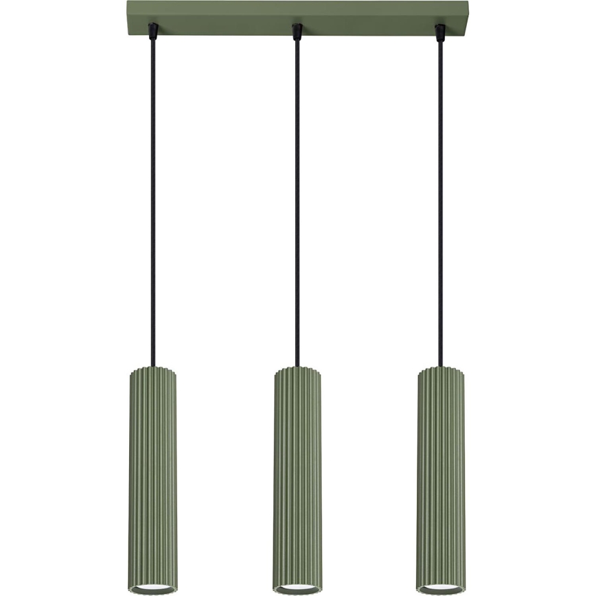 Kattokruunu johdossa KARBON 3xGU10/10W/230V vihreä