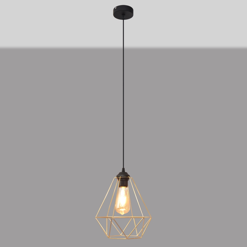 Kattokruunu johdossa KARO 1xE27/15W/230V kulta/musta