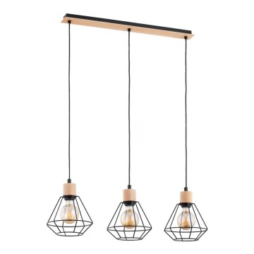 Kattokruunu johdossa KASTEL BASKET 3xE27/60W/230V beige/musta