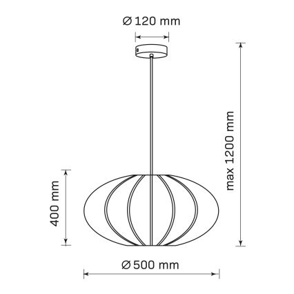 Kattokruunu johdossa KINU 1xE27/20W/230V halkaisija 50 cm musta
