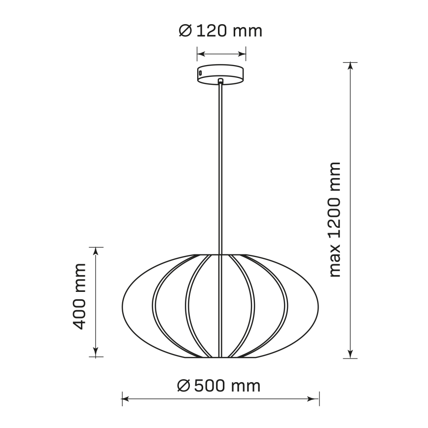 Kattokruunu johdossa KINU 1xE27/20W/230V halkaisija 50 cm musta