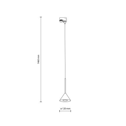 Kattokruunu johdossa 1-vaiheiselle kiskojärjestelmälle CONO MINI 1xGU10/10W/230V musta