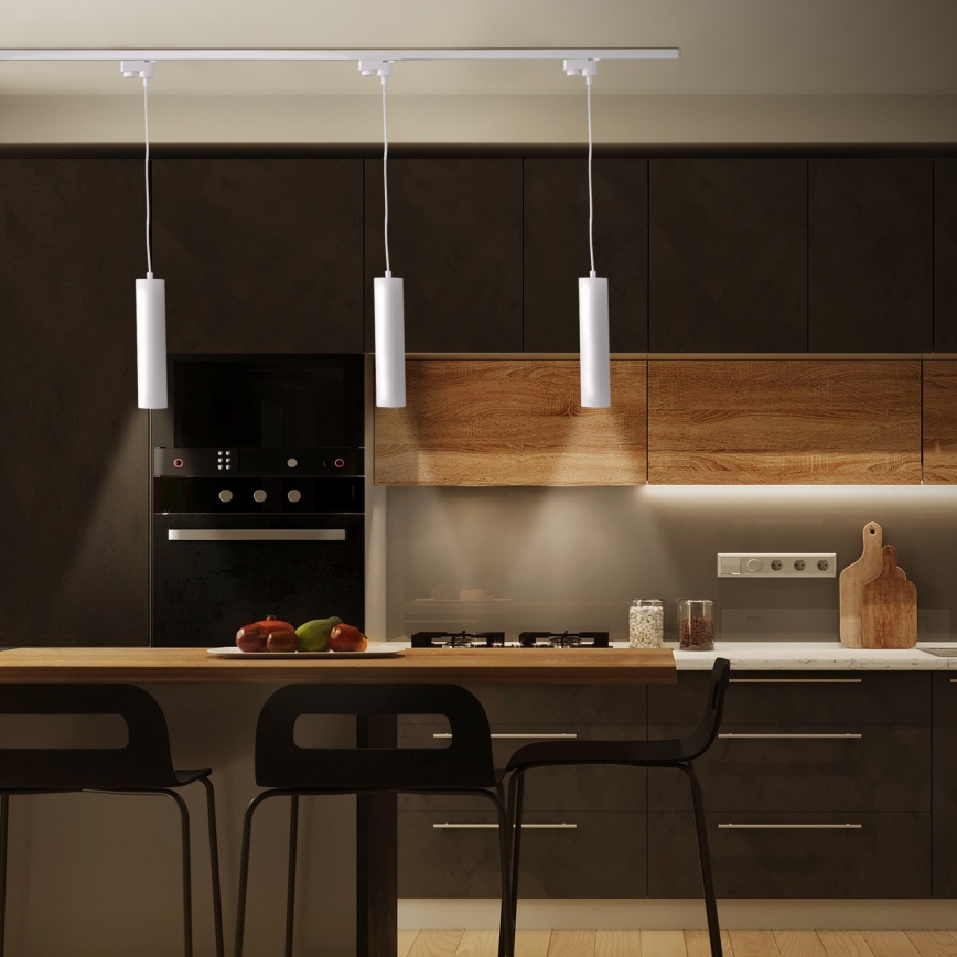 Kattokruunu johdossa kiskojärjestelmään MARIBEL 3xGU10/10W/230V + 1 m kisko systeemi valkoinen