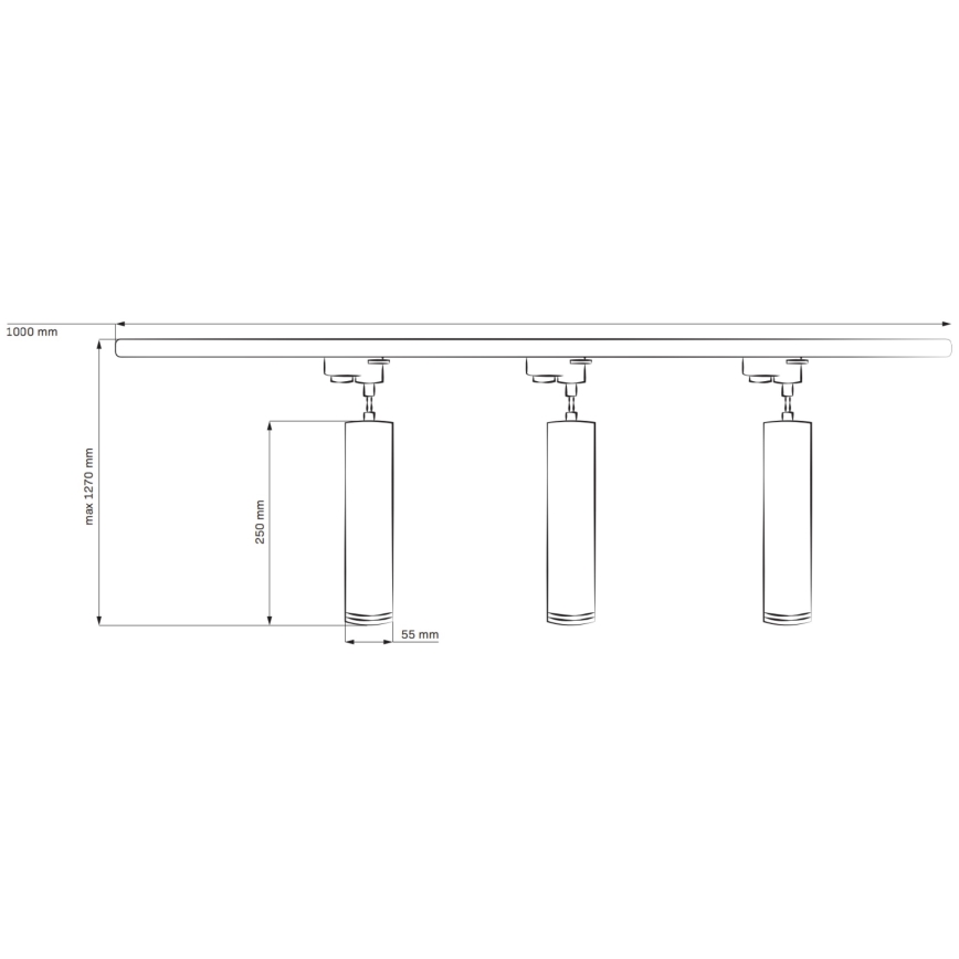 Kattokruunu johdossa kiskojärjestelmään MARIBEL 3xGU10/10W/230V + 1 m kisko systeemi valkoinen