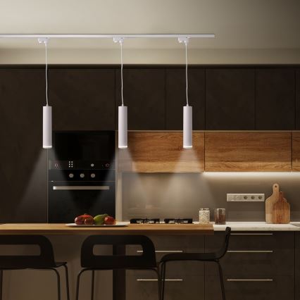 Kattokruunu johdossa kiskojärjestelmään PARIISI 3xGU10/10W/230V + 1 m kisko systeemi valkoinen