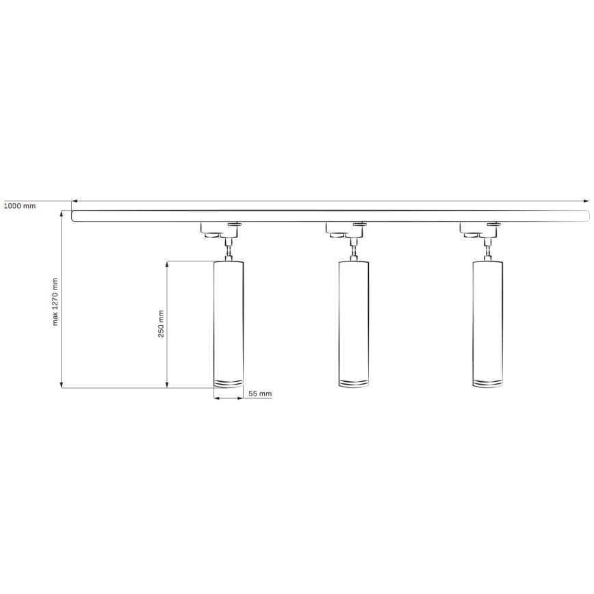Kattokruunu johdossa kiskojärjestelmään PARIISI 3xGU10/10W/230V + 1 m kisko systeemi valkoinen