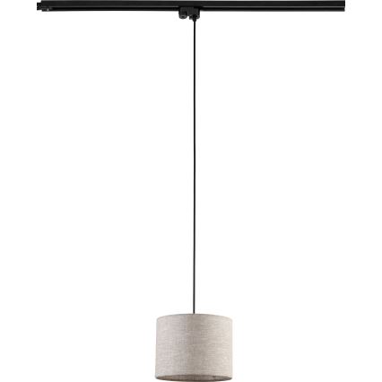 Kattokruunu johdossa 1-vaiheiselle kiskojärjestelmälle TRACER 1xE27/15W/230V halkaisija 20 cm musta/harmaa
