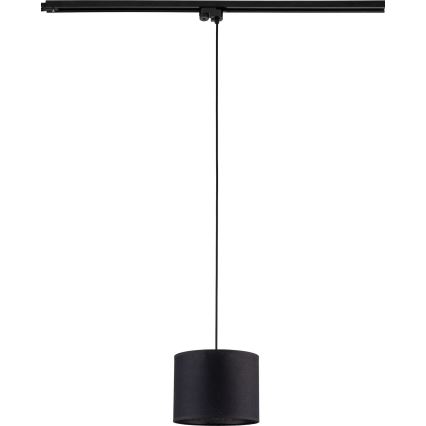 Kattokruunu johdossa 1-vaiheiselle kiskojärjestelmälle TRACER 1xE27/15W/230V halkaisija 20 cm musta