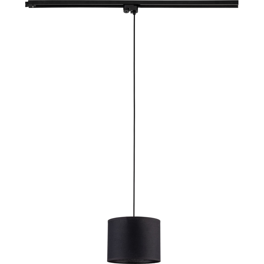 Kattokruunu johdossa 1-vaiheiselle kiskojärjestelmälle TRACER 1xE27/15W/230V halkaisija 20 cm musta