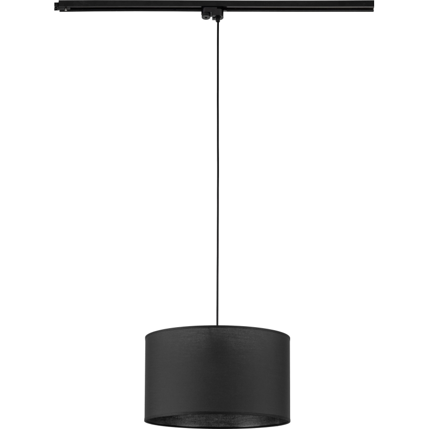 Kattokruunu johdossa 1-vaiheiselle kiskojärjestelmälle TRACER 1xE27/15W/230V halkaisija 38 cm musta