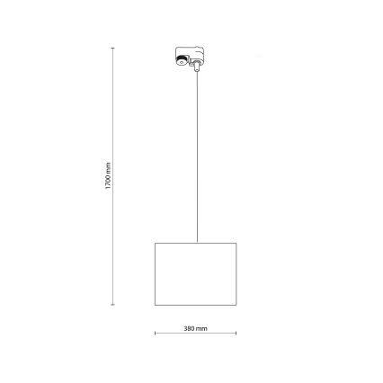 Kattokruunu johdossa 1-vaiheiselle kiskojärjestelmälle TRACER 1xE27/15W/230V halkaisija 38 cm musta
