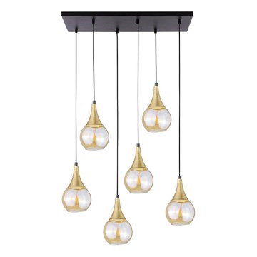 Kattokruunu johdossa LACRIMA HONEY 6xE27/60W/230V musta/kulta/savuinen beige