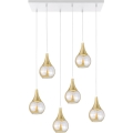 Kattokruunu johdossa LACRIMA HONEY 6xE27/60W/230V valkoinen/kulta/savuinen beige